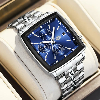 LIGE Luxury Square Chronograph Quartz Men’s Watch