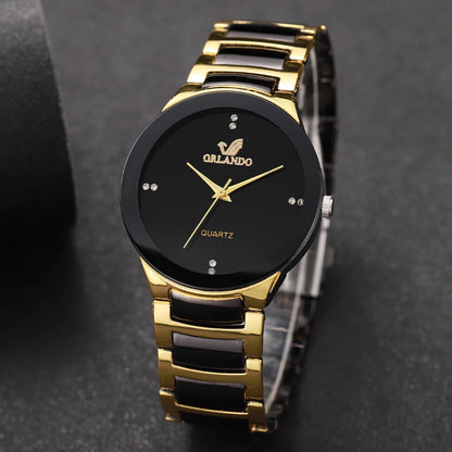 Black Steel Band Analog Quartz Timepiece for Men