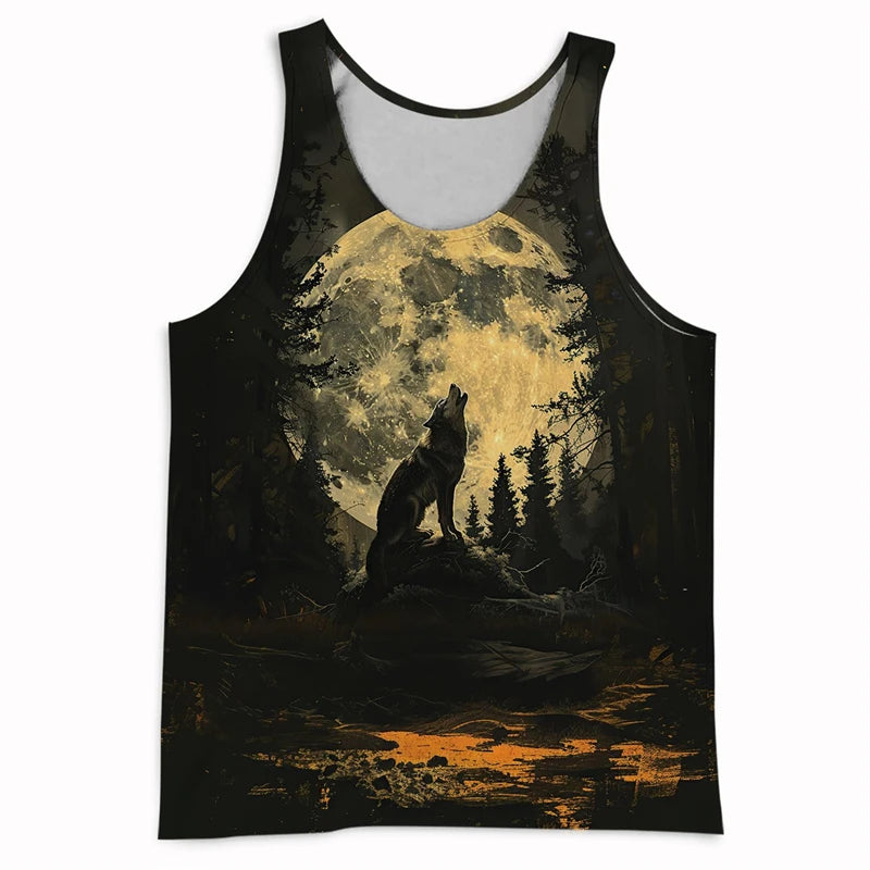 3D Wolf Graphic Tank Tops for Men