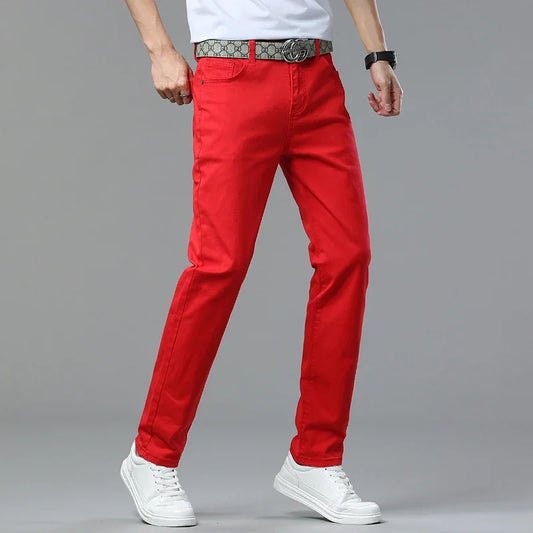 6-Color Men’s Stretch Cotton Straight-Leg Jeans