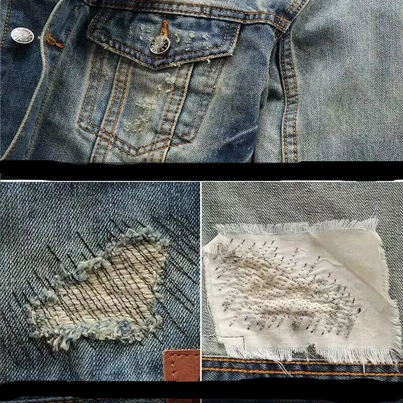 Men’s Korean Style Ripped Vintage Cargo Jacket