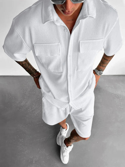 Men’s Summer Short Sleeve Shirt + Shorts Sports Suit