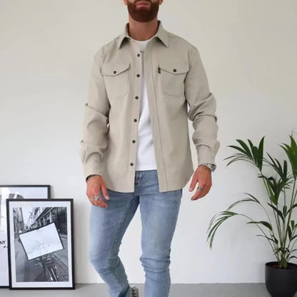 KOALA SYDNEY  Koala Sydney Casual Long-Sleeved Shirt Jacket Men'S Autumn And Winter New American Street Fashion Solid Color Workwear Men'S Shirt