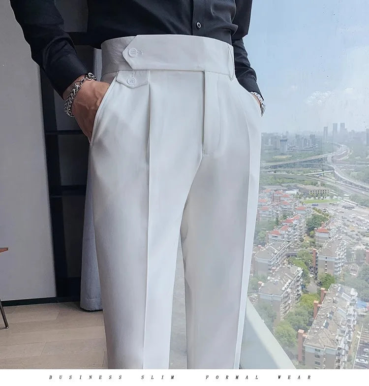 Italian Naples High-Waist Trousers for Men