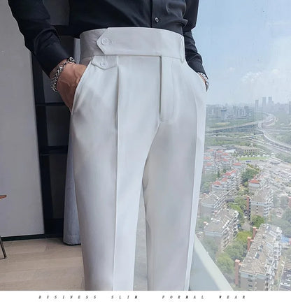 Italian Naples High-Waist Trousers for Men