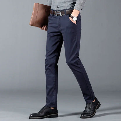 Men’s Classic Solid Color Slim Fit Casual Pants