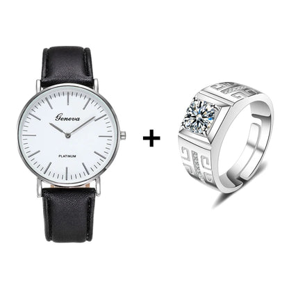 Men’s Ultra-Thin Leather Quartz Watch