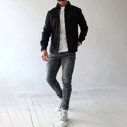 KOALA SYDNEY  Koala Sydney Casual Long-Sleeved Shirt Jacket Men'S Autumn And Winter New American Street Fashion Solid Color Workwear Men'S Shirt