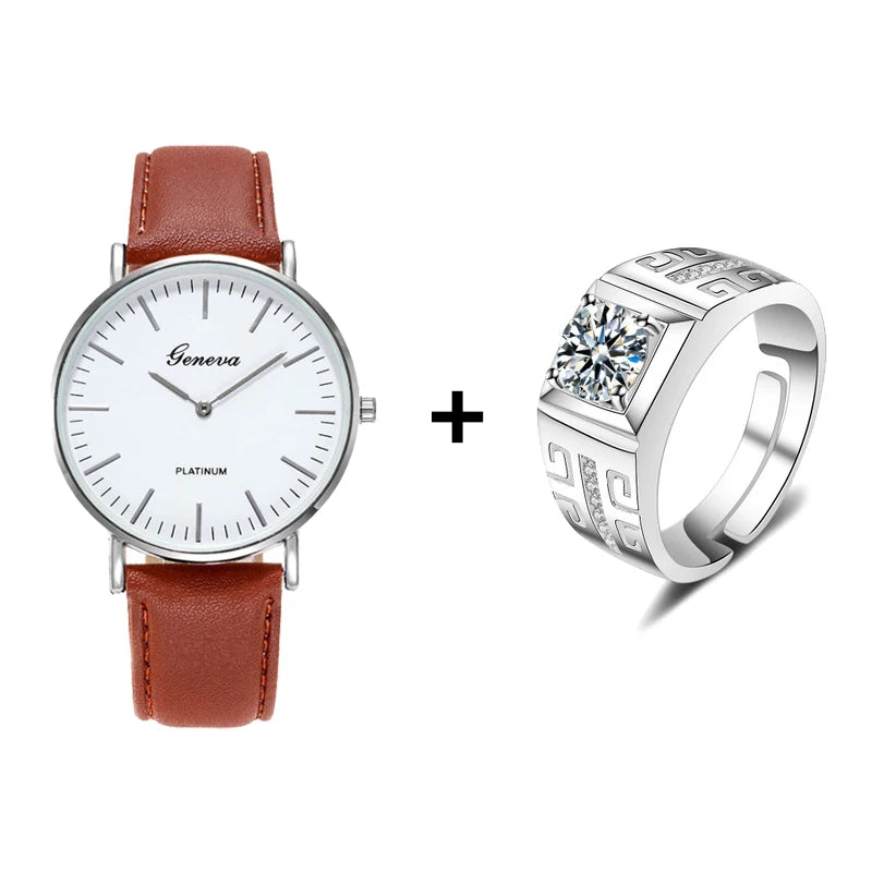 Men’s Ultra-Thin Leather Quartz Watch