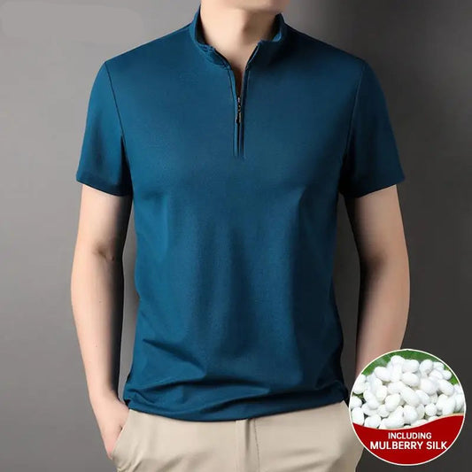 Luxury Mulberry Silk Blend Polo Shirt