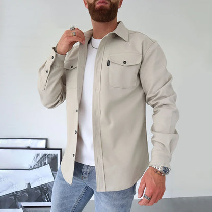 KOALA SYDNEY  Koala Sydney Casual Long-Sleeved Shirt Jacket Men'S Autumn And Winter New American Street Fashion Solid Color Workwear Men'S Shirt