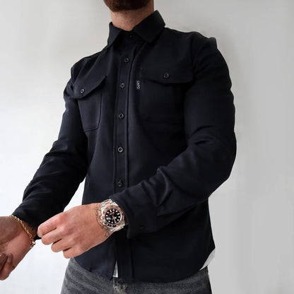 KOALA SYDNEY  Koala Sydney Casual Long-Sleeved Shirt Jacket Men'S Autumn And Winter New American Street Fashion Solid Color Workwear Men'S Shirt
