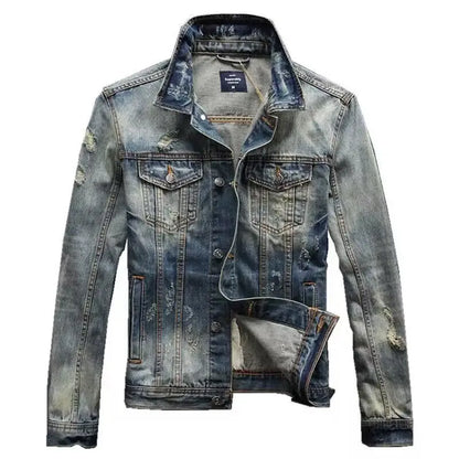 Men’s Korean Style Ripped Vintage Cargo Jacket