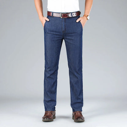 High-Waist Lightweight Straight Fit Jeans for Men