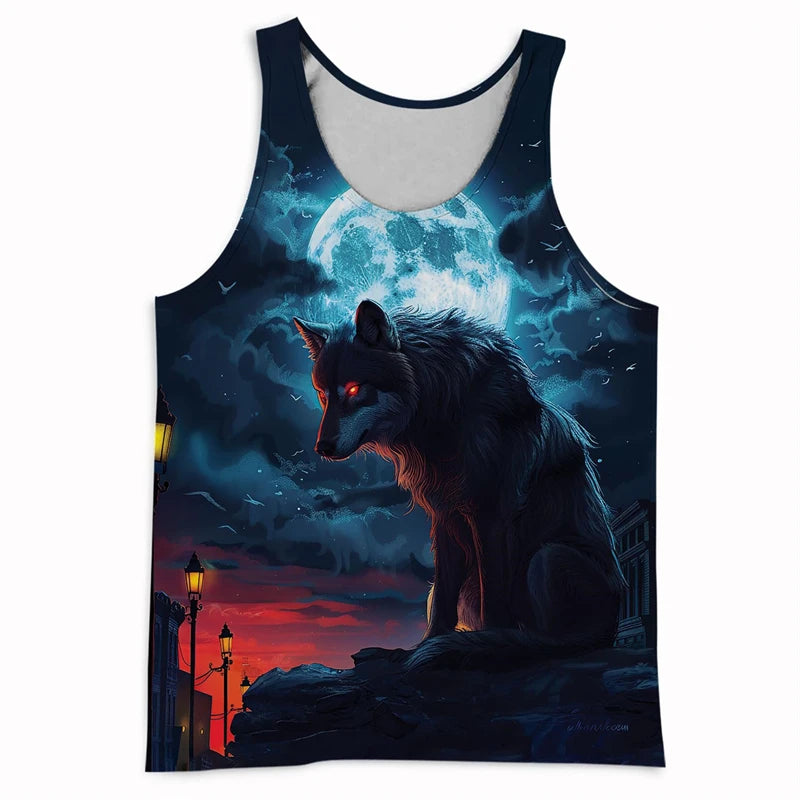 3D Wolf Graphic Tank Tops for Men