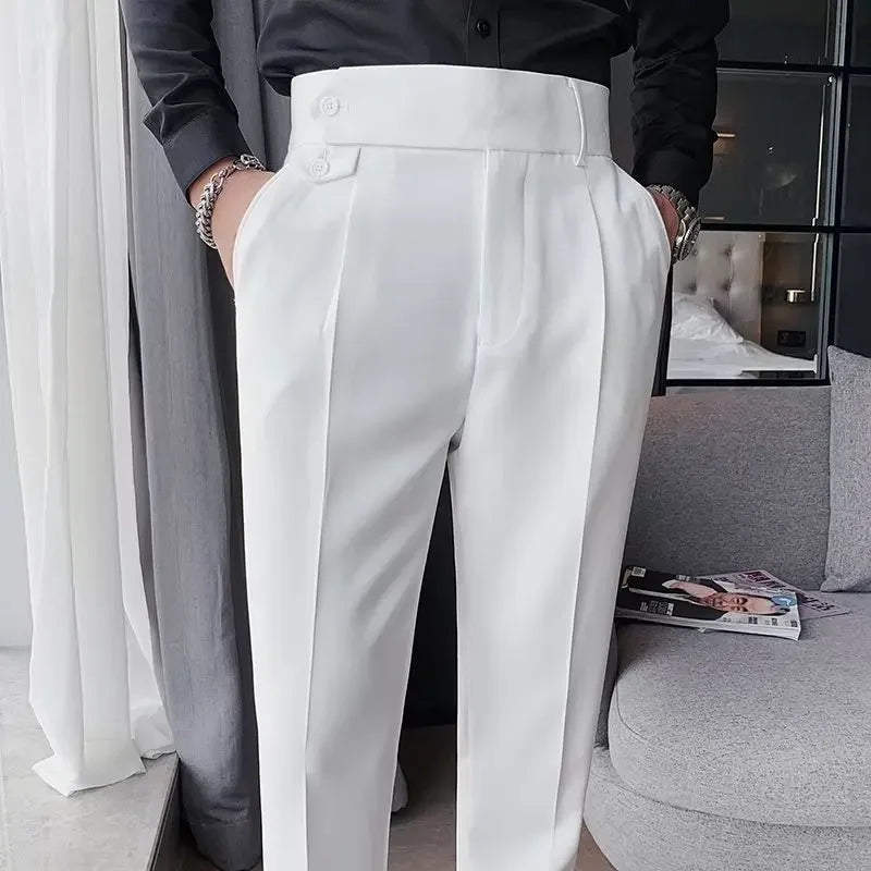 Italian Naples High-Waist Trousers for Men