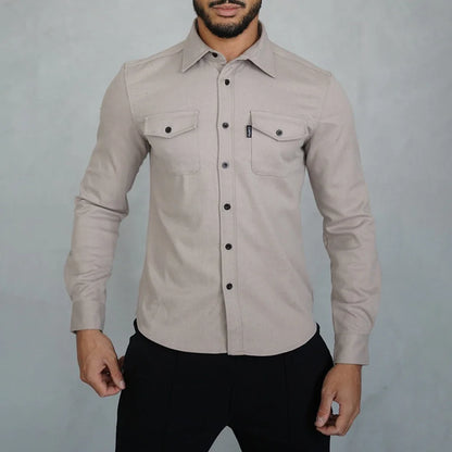 KOALA SYDNEY  Koala Sydney Casual Long-Sleeved Shirt Jacket Men'S Autumn And Winter New American Street Fashion Solid Color Workwear Men'S Shirt