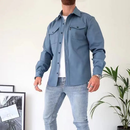 KOALA SYDNEY  Koala Sydney Casual Long-Sleeved Shirt Jacket Men'S Autumn And Winter New American Street Fashion Solid Color Workwear Men'S Shirt