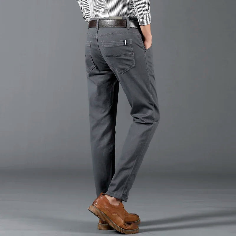 Men’s Classic Solid Color Slim Fit Casual Pants