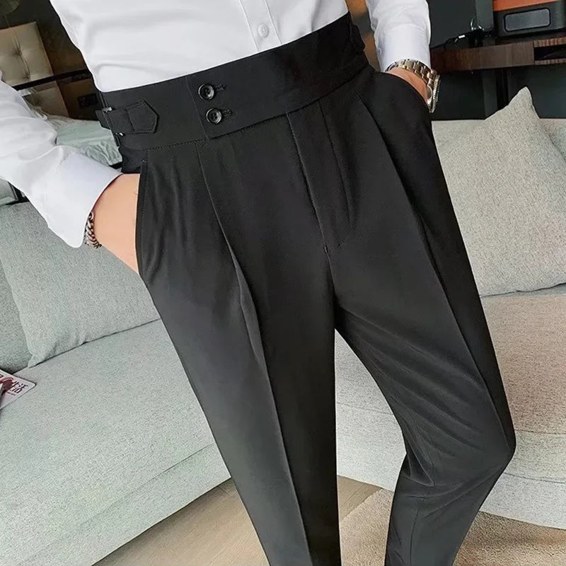 Italian Naples High-Waist Trousers for Men
