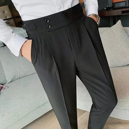 Italian Naples High-Waist Trousers for Men