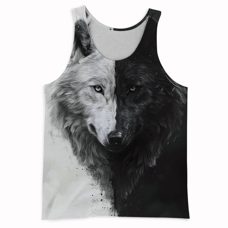 3D Wolf Graphic Tank Tops for Men