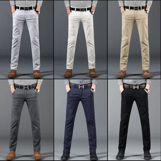Men’s Classic Solid Color Slim Fit Casual Pants