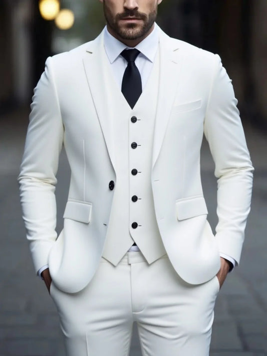 Men’s 3-Piece Suit – Anti-Wrinkle, No-Iron, Slim Fit Business Wear
