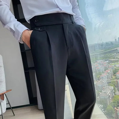 Italian Naples High-Waist Trousers for Men