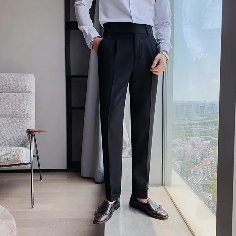 Italian Naples High-Waist Trousers for Men