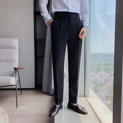 Italian Naples High-Waist Trousers for Men
