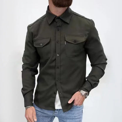 KOALA SYDNEY  Koala Sydney Casual Long-Sleeved Shirt Jacket Men'S Autumn And Winter New American Street Fashion Solid Color Workwear Men'S Shirt