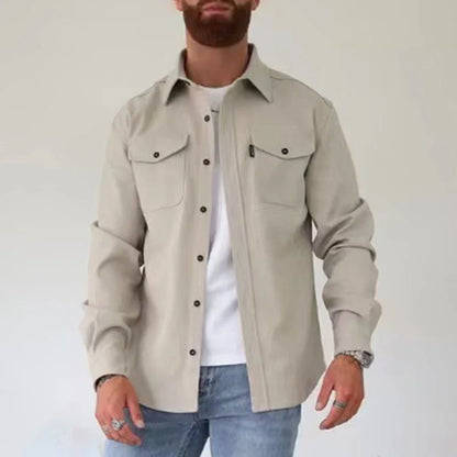 KOALA SYDNEY  Koala Sydney Casual Long-Sleeved Shirt Jacket Men'S Autumn And Winter New American Street Fashion Solid Color Workwear Men'S Shirt