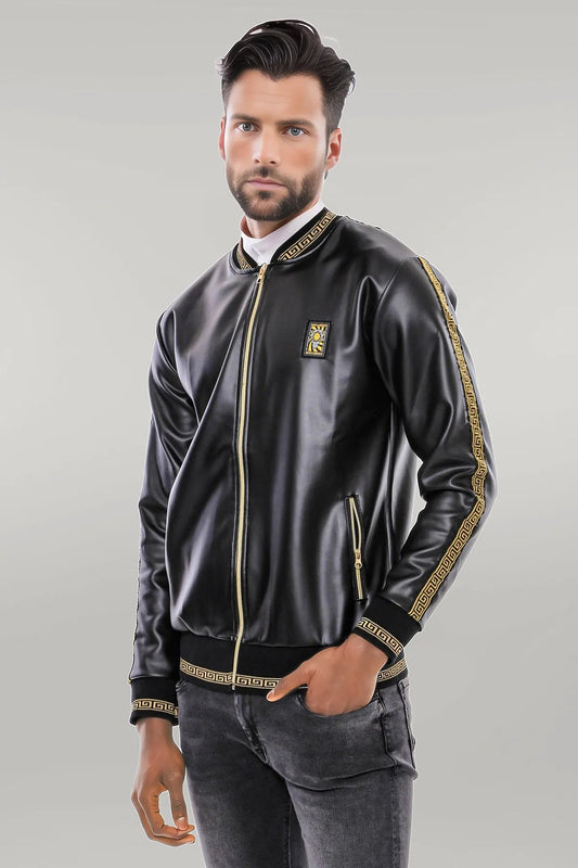 Black Leather Touch Seasonal Coat