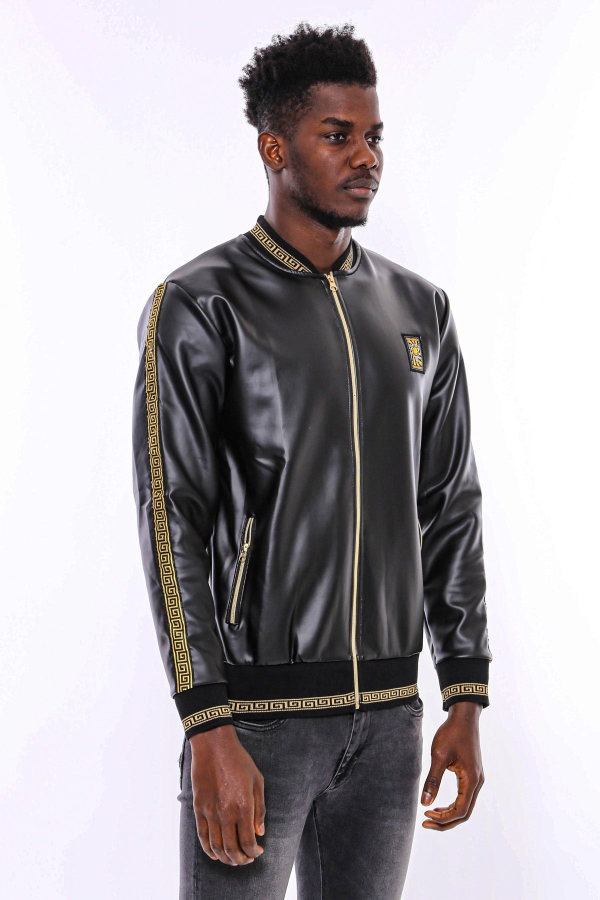 Black Leather Touch Seasonal Coat