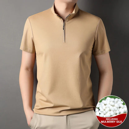 Luxury Mulberry Silk Blend Polo Shirt