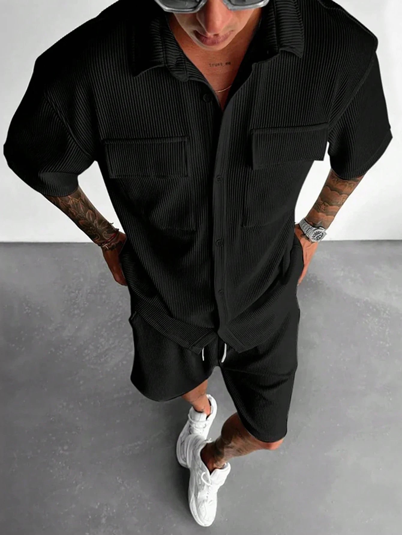 Men’s Summer Short Sleeve Shirt + Shorts Sports Suit