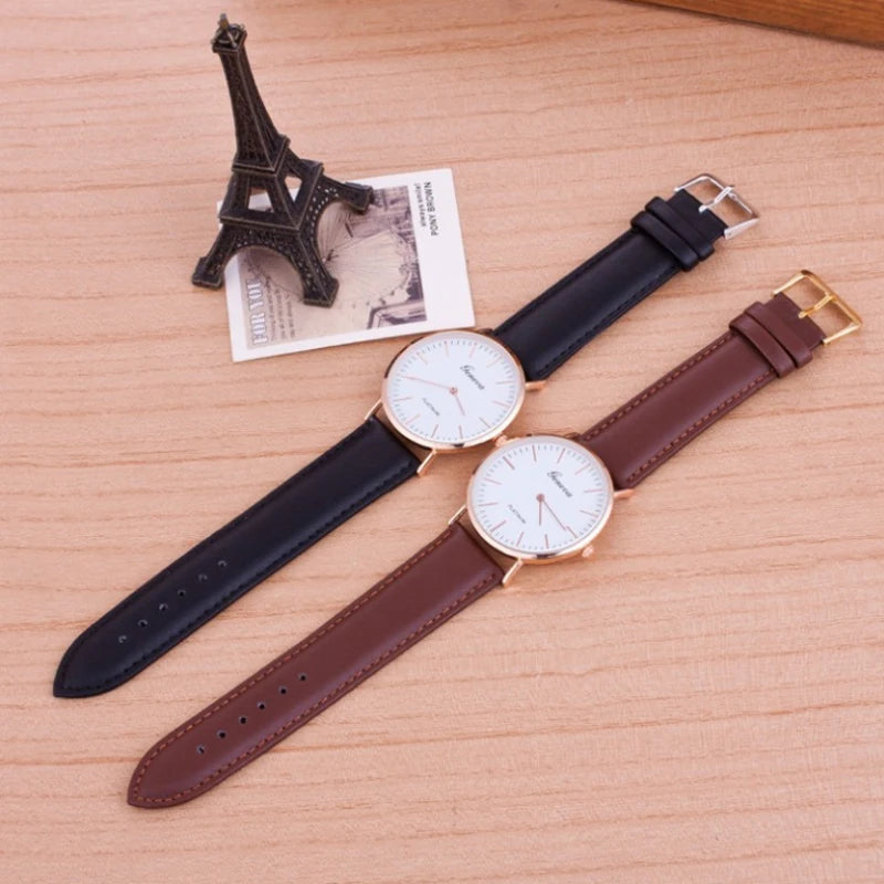 Men’s Ultra-Thin Leather Quartz Watch