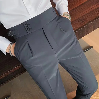 Italian Naples High-Waist Trousers for Men
