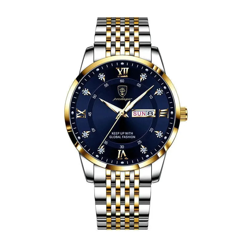 POEDAGAR Men's Luxury Quartz Watch – Stainless Steel