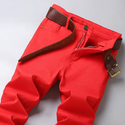6-Color Men’s Stretch Cotton Straight-Leg Jeans