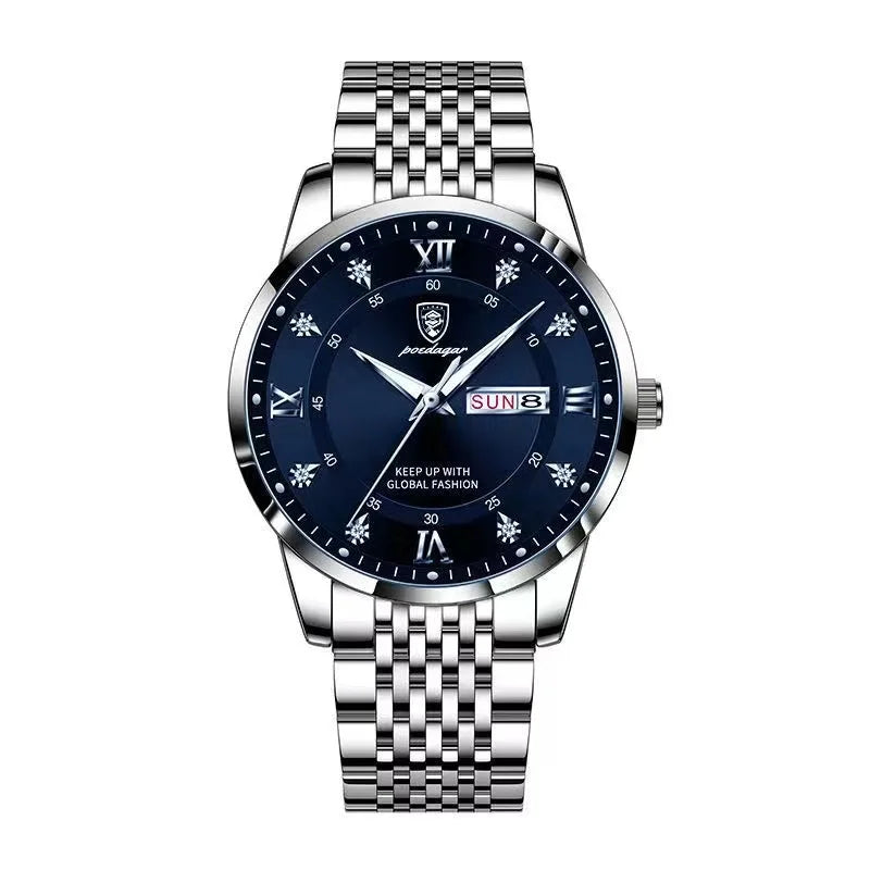 POEDAGAR Men's Luxury Quartz Watch – Stainless Steel