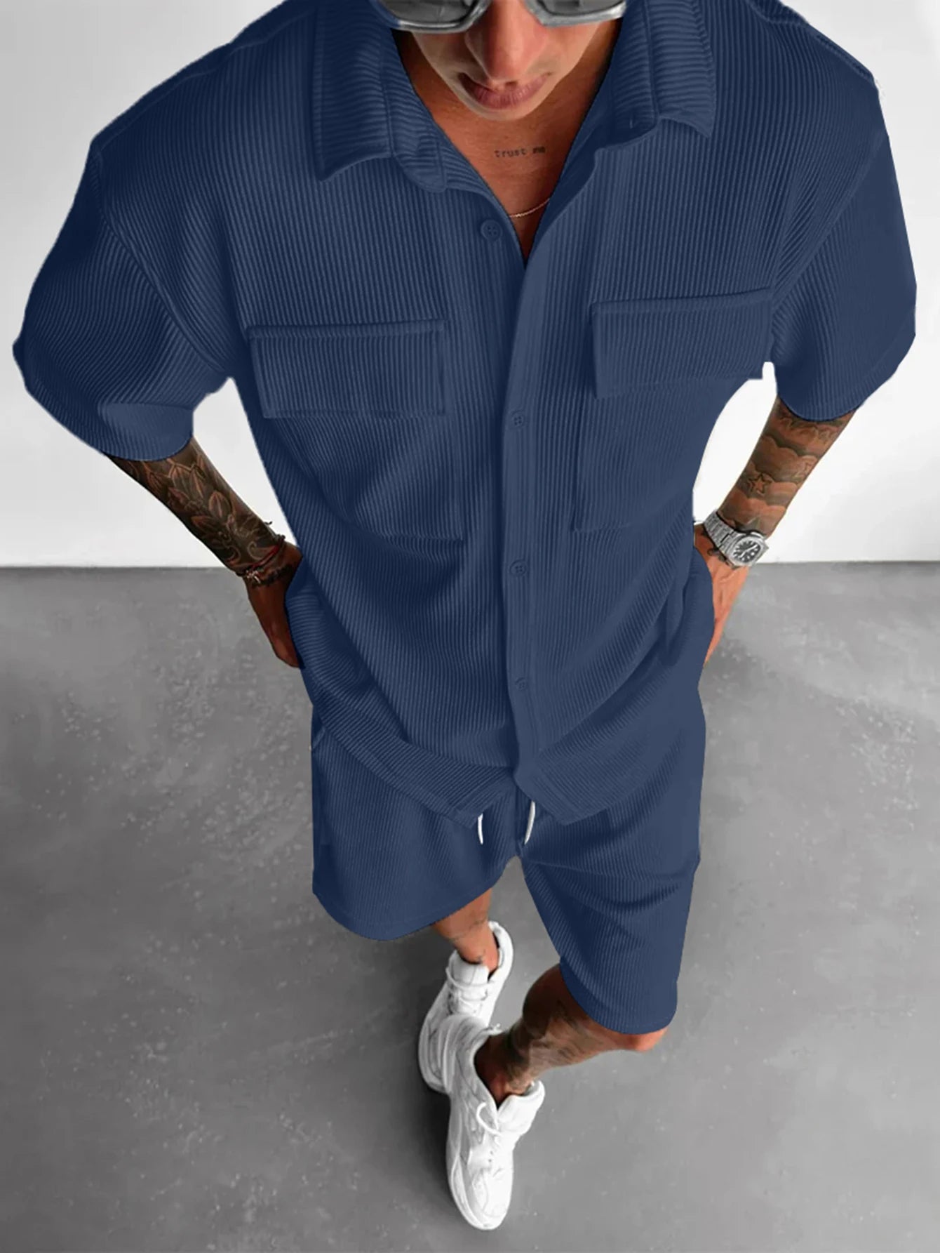 Men’s Summer Short Sleeve Shirt + Shorts Sports Suit