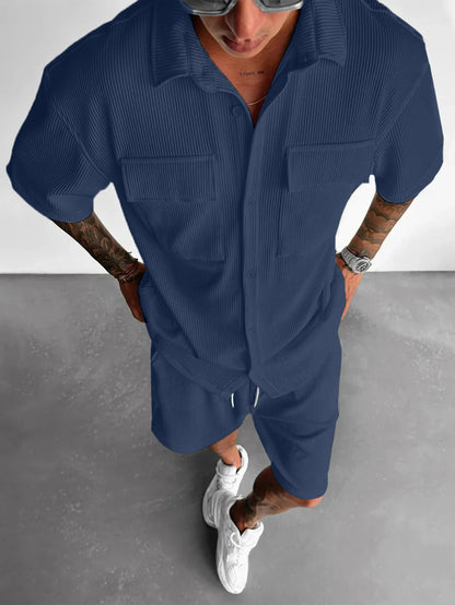 Men’s Summer Short Sleeve Shirt + Shorts Sports Suit