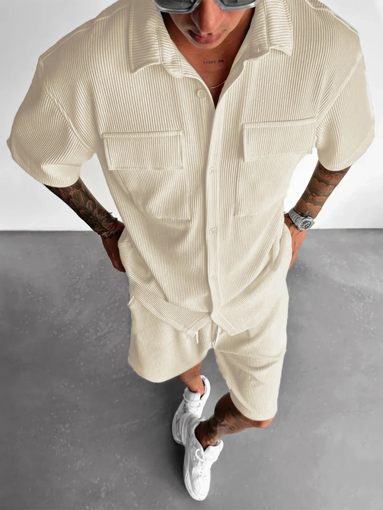Men’s Summer Short Sleeve Shirt + Shorts Sports Suit
