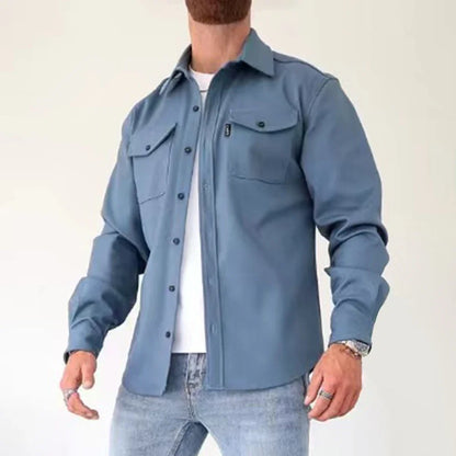KOALA SYDNEY  Koala Sydney Casual Long-Sleeved Shirt Jacket Men'S Autumn And Winter New American Street Fashion Solid Color Workwear Men'S Shirt