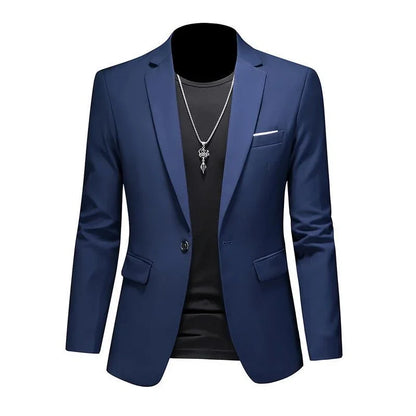 High-End Boutique Men's Blazer Solid Color