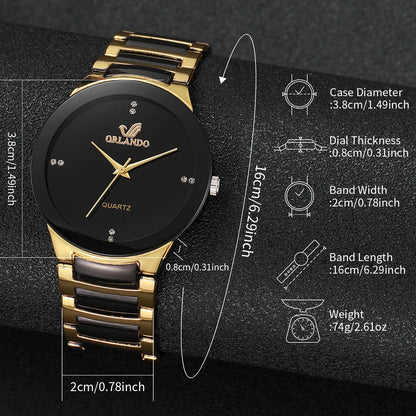Black Steel Band Analog Quartz Timepiece for Men
