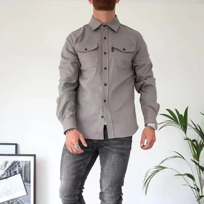 KOALA SYDNEY  Koala Sydney Casual Long-Sleeved Shirt Jacket Men'S Autumn And Winter New American Street Fashion Solid Color Workwear Men'S Shirt