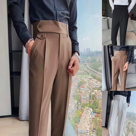 Italian Naples High-Waist Trousers for Men